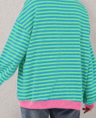 Lovesoft Oversized Striped Sweater Bold Trim Sky Blue Stripe