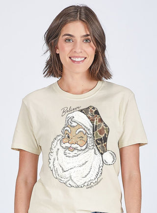 Simply Southern Short Sleeve Tee Camo Santa Wisp