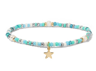 My Fun Colors Turquoise Seed Bead & Pearl Anklet