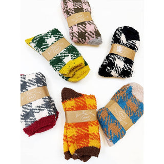 Plaid Pattern Soft Fuzzy Winter Socks