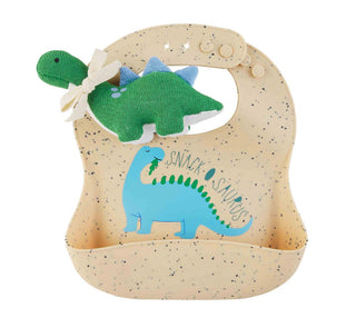 Mudpie Silicone Bib & Rattle Set Dino