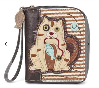 Chala 839 Zip Around Wallet Cat Brown