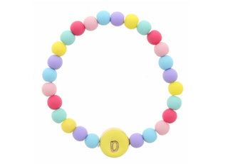 Jane Marie Kids Yellow Stamped Multicolored Beaded Initial Bracelet "D"