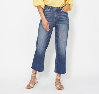 Judy Blue HW Back Pocket Embroidery Crop Wide 88873