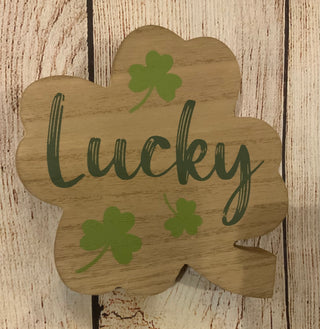 Wood Shamrock Tabletop Sign