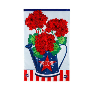 Patriotic Geraiums Appliqué Standard House Flag