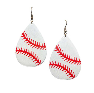 Jane Marie Leather Teardrop Dangle Earrings Baseball