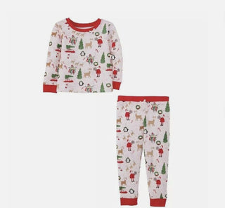 Mudpie Girls Christmas Pajama Set Pink