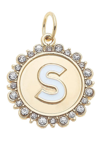 Canvas Style Charmed Rhinestone Letter Disc Charm