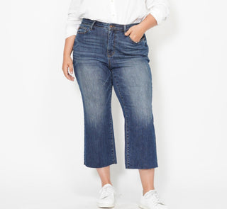 Judy Blue HW Back Pocket Embroidery Crop Wide 88873