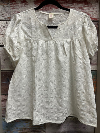 Sew in Love Knit Short Sleeve Top Off White