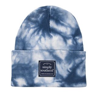 Simply Southern Patterned Beanie Tie Dye Blue