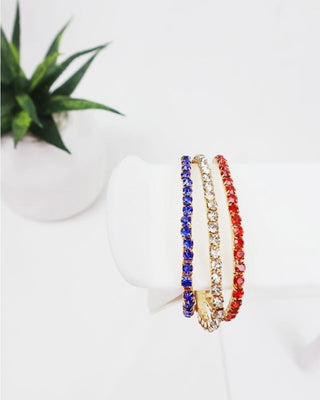 Love and Repeat Rhinestone Multi Color Stretch Bracelet Gold
