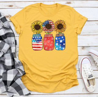The Way Down South Patriotic Sunflower Jars Tee Mustard