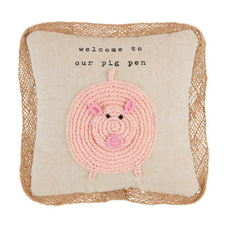 Pig Crochet Farm Pillow