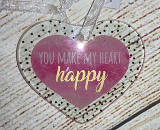 Glass Heart Ornament You Make My Heart Happy