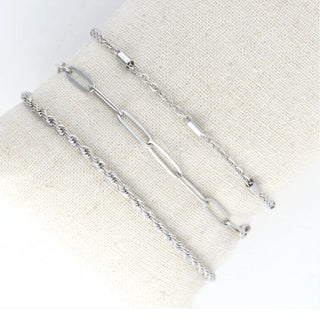 Howard's Narelle Waterproof Twisted Chain Bracelet Set Silver