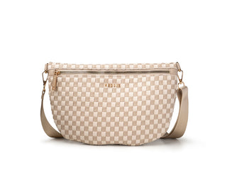 Kedzie Terrace Woven Crossbody Taupe Checkered