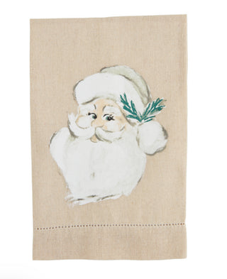 Mudpie White Santa Painted Towel