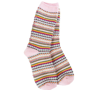 World's Softest Socks Weekend Boho Crew Pink Stripe