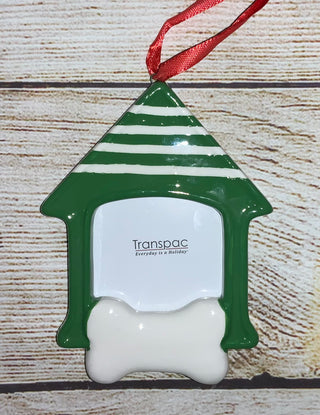 Dog House Photo Ornament Green