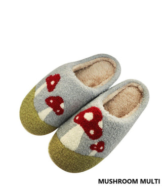 Zenana Soft Plush Cozy Slippers Mushrooms Multi