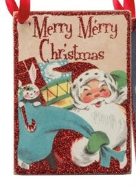 Retro Santa Ornament Merry Merry Christmas