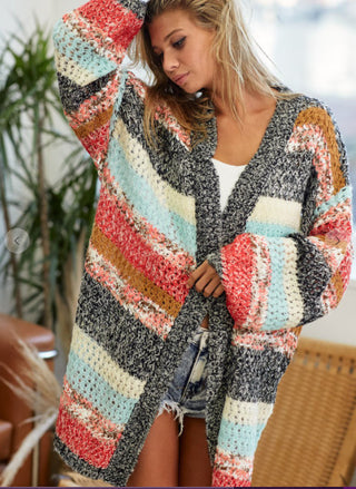 Multi Stripe Sweater Cardigan