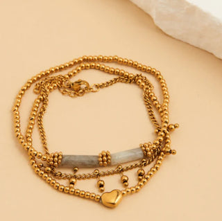 Howard's Narelle Waterproof Heart Beaded Bracelet Set Gold