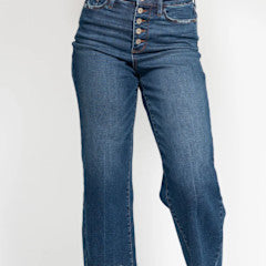 Judy Blue HW Button Fly Destroy Hem Crop Wide 88887