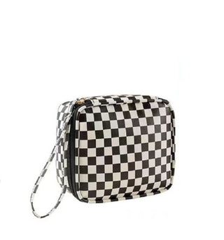 Zenana Checkered Cosmetic Makeup Travel Case Black