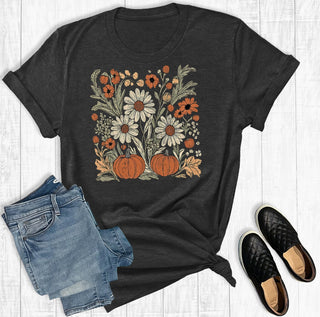 The Way Down South Retro Boho Floral Fall Graphic Tee Charcoal