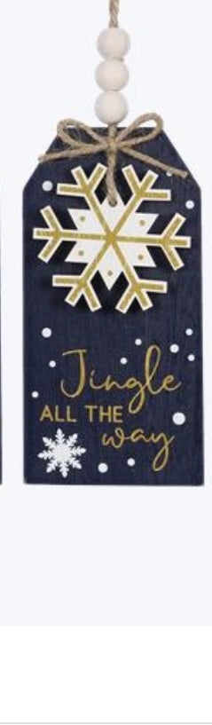 Navy & Gold Winter Tag Ornament