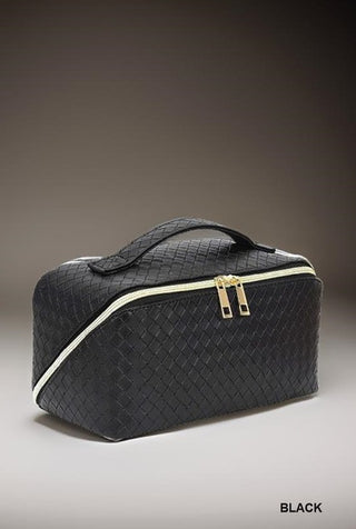 Zenana Woven Vegan Leather Cosmetic Makeup Bag Black