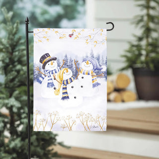 Happy Snowman Trio Garden Flag
