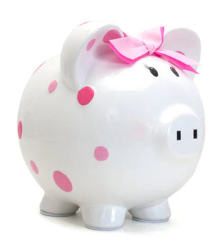 Child To Cherish Pink Multi Dot Piggy Bank