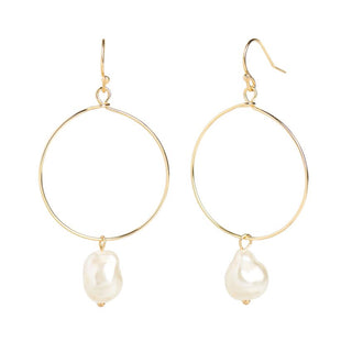 Whispers Hoop Pearl Dangle Earrings WN004092