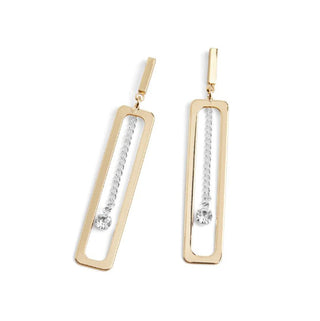 Whispers Framed Chain Dangle Earrings Gold/Silver WN004631