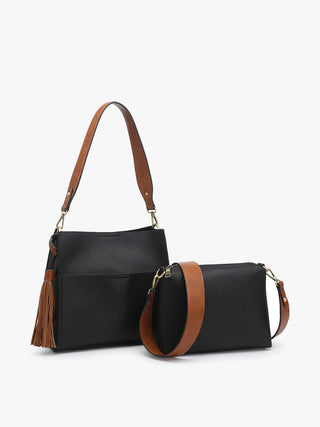 Jen & Co Lyla Bucket Bag Black & Brown M1867