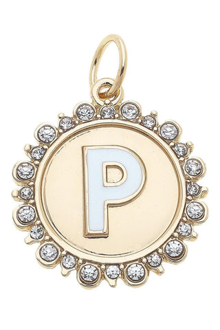 Canvas Style Charmed Rhinestone Letter Disc Charm