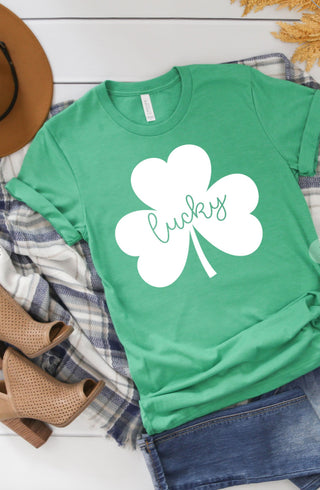 Lucky Clover White Shamrock Tee