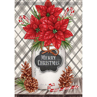 Poinsettia Jar Glittertrends Garden Flag