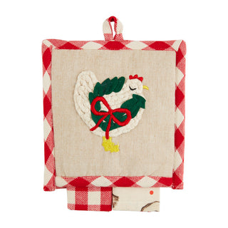 Mudpie Christmas Pot Holder Set Chicken