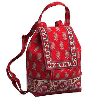 Vera Bradley Original Drawstring Backpack Flowering Paisley Goji Berry