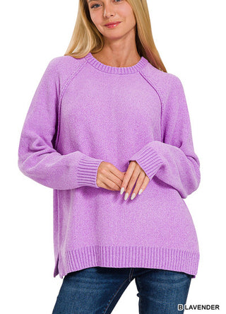 Zenana Chenille Raglan Sweater Lavender