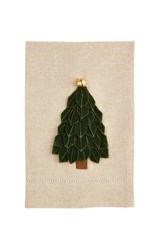 Mudpie Velvet Ribbon Tree Towel Dark Green