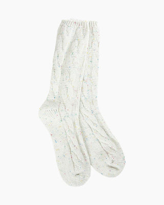 World’s Softest Socks Weekend Ragg Cable Crew Vanilla Confetti