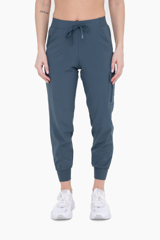 Mono B High Waisted Capri Active Joggers with Pockets Midnight Navy