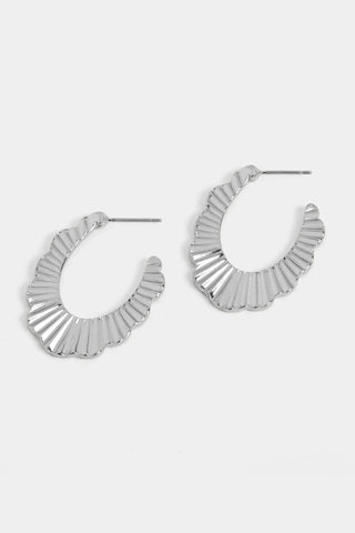 Whispers Ribbed Scallop Post Hoop Earring Silver WN004776