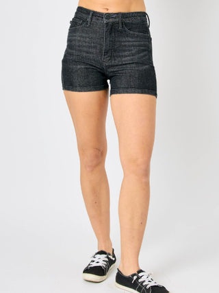 Judy Blue Tummy Control Washed Shorts Black 150247